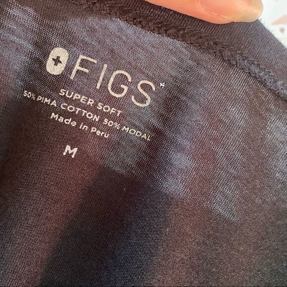Figs Black Super Soft Prima Cotton Blend V-Neck top - Picture 6 of 9